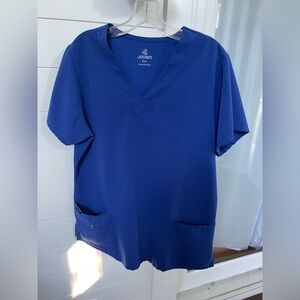 Jockey Royal Blue Scrub Top women’s Large v-neck stretchy wrinkle free